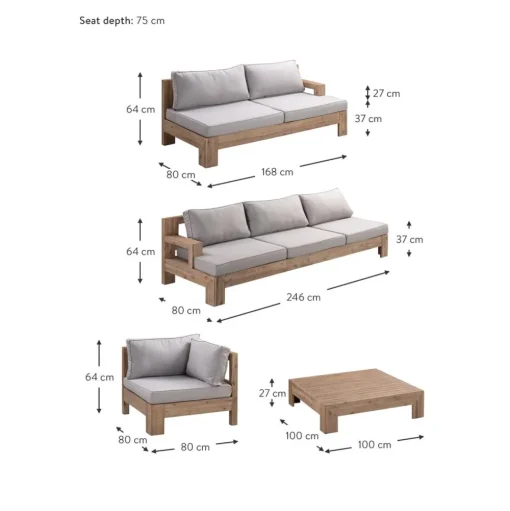 Set Lounge Para Exterior De Madera De Acacia Joshua, 4 Pzas.