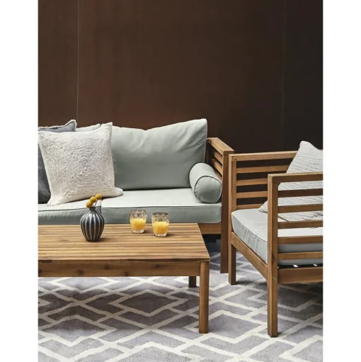 Set Lounge Para Exterior De Madera De Acacia Bo, 4 Pzas.