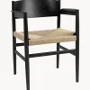 Silla Con Reposabrazos Artesnal Con Asiento De Mimbre Nestor