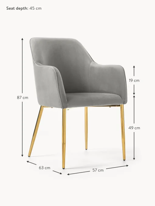 Silla Con Resposabrazos En Terciopelo Ava