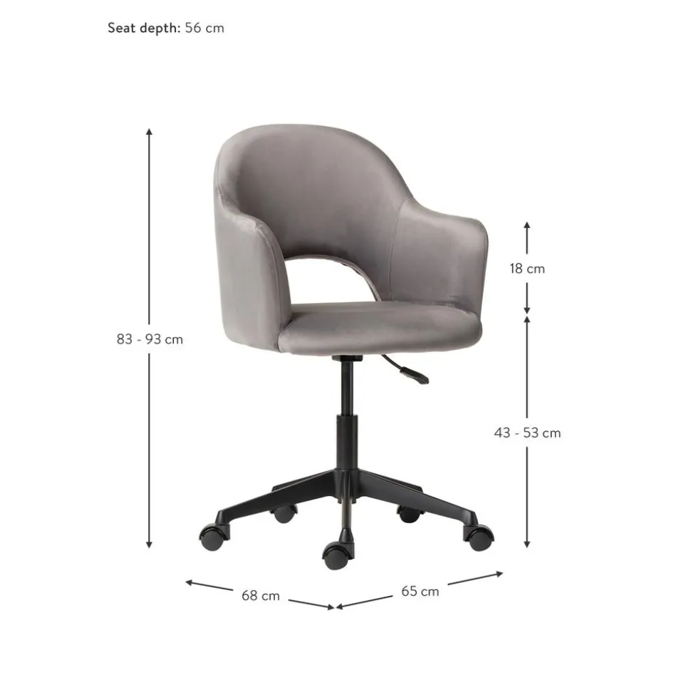 Silla De Oficina Con Reposabrazos De Terciopelo Rachel, Altura Regulable
