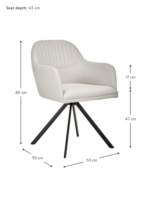 Silla Giratoria Con Reposabrazos Tapizada Lola