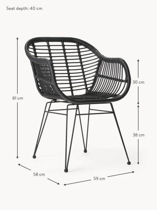 Sillas De Ratan Con Reposabrazos Costa, 2 Uds.