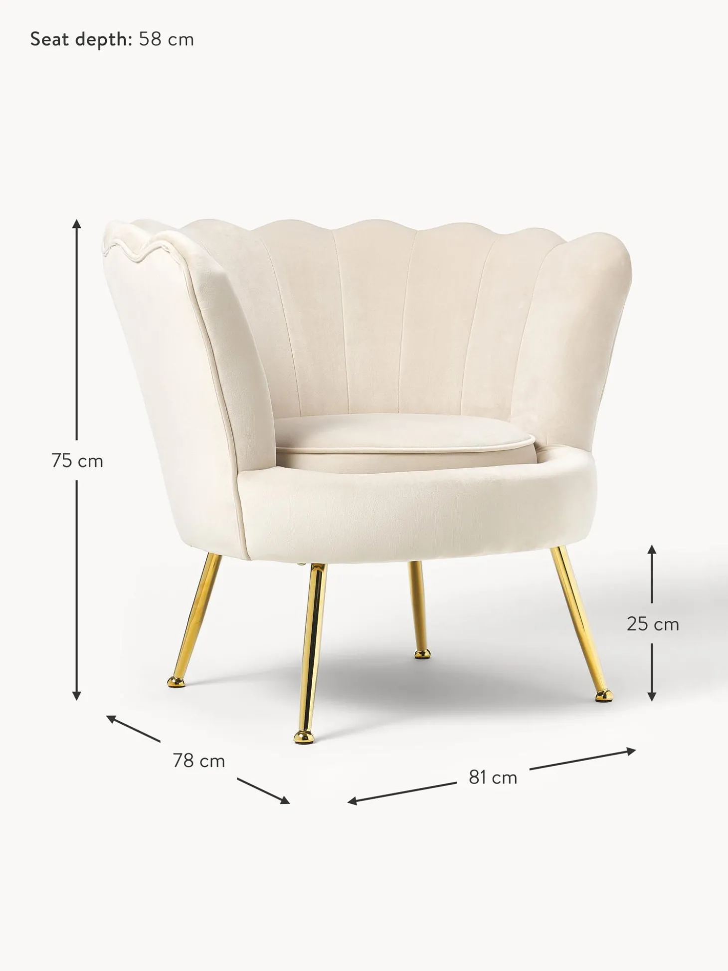 Sillon Coctel De Terciopelo Oyster
