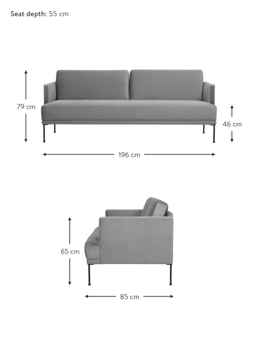 Sofa De Terciopelo Fluente (3 Plazas)