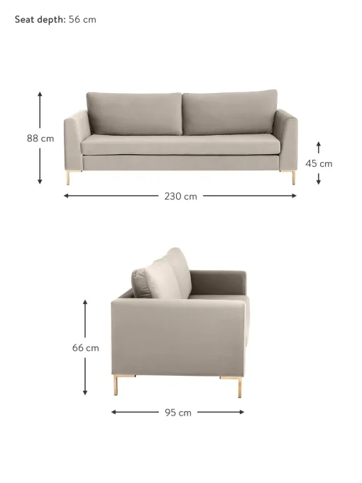 Sofa De Terciopelo Luna (3 Plazas)