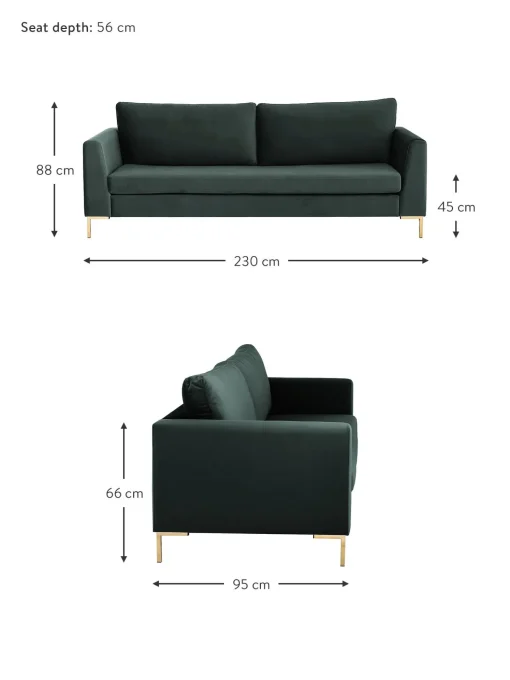 Sofa De Terciopelo Luna (3 Plazas)