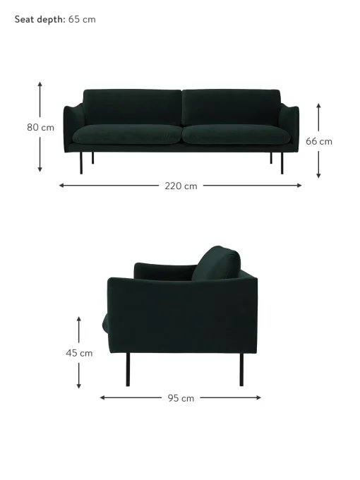 Sofa De Terciopelo Moby (3 Plazas)