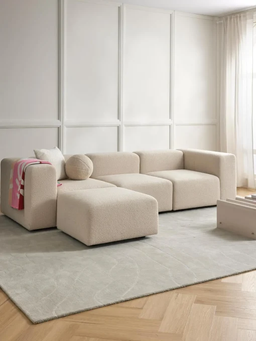 Sofa Modular Boucle Lena (4 Plazas), Con Reposapies
