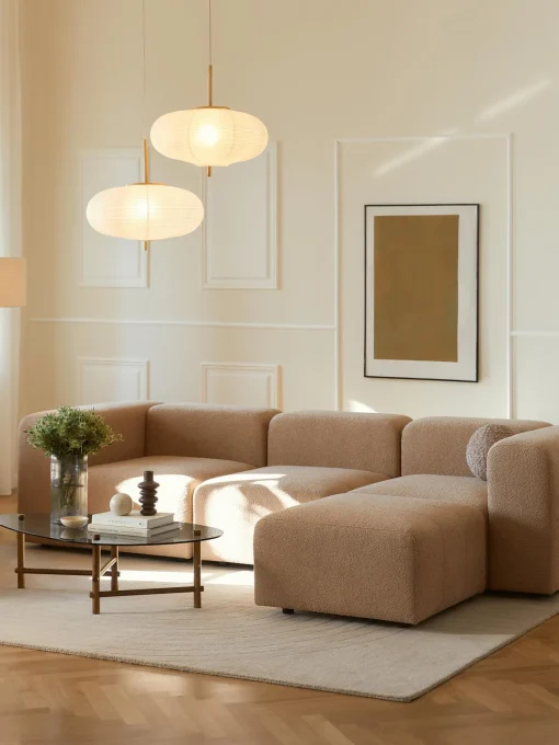 Sofa Modular Boucle Lena (4 Plazas), Con Reposapies