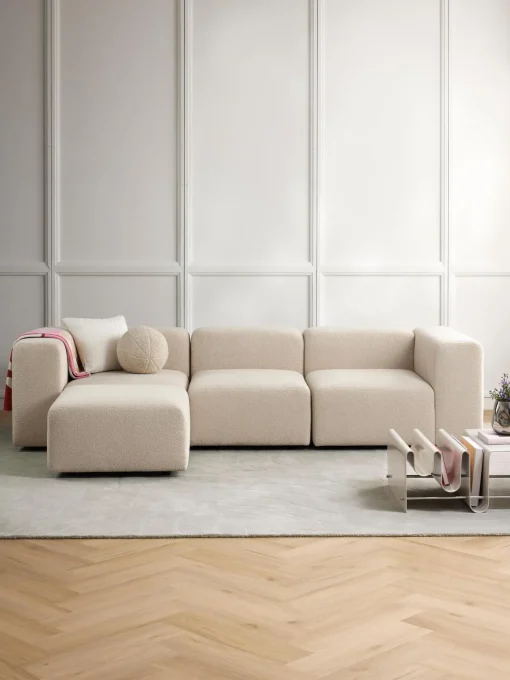Sofa Modular Boucle Lena (4 Plazas), Con Reposapies