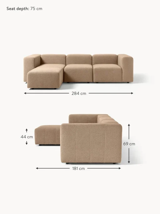 Sofa Modular Boucle Lena (4 Plazas), Con Reposapies