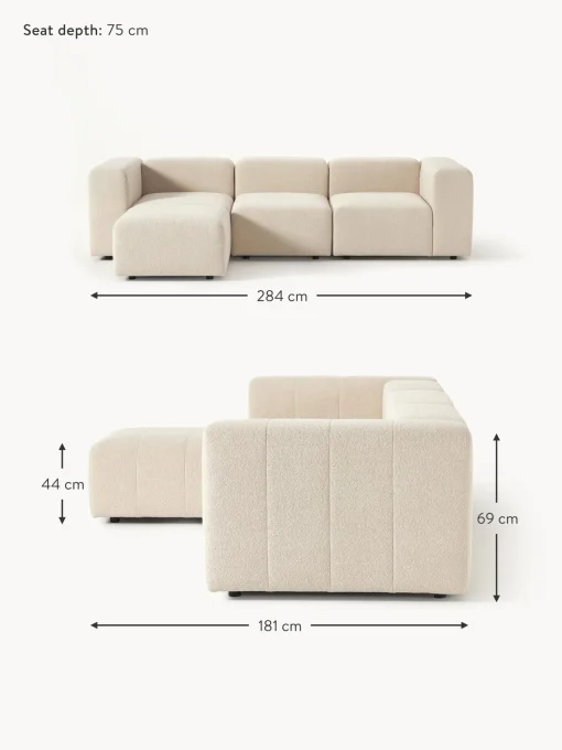 Sofa Modular Boucle Lena (4 Plazas), Con Reposapies