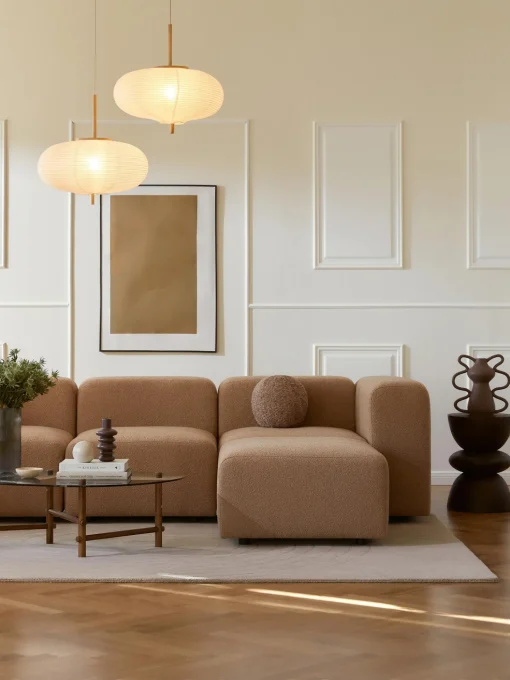 Sofa Modular Boucle Lena (4 Plazas), Con Reposapies