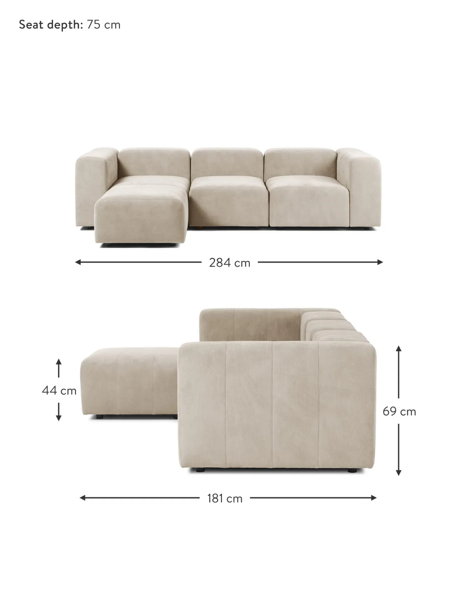Sofa Modular Con Reposapies Lena (4 Plazas)