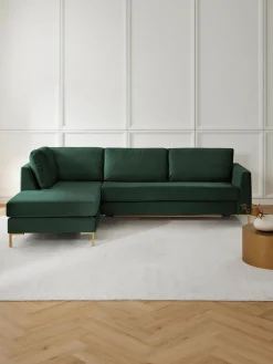 Sofa Rinconera Cama De Terciopelo Luna (3 Plazas), Con Colchon