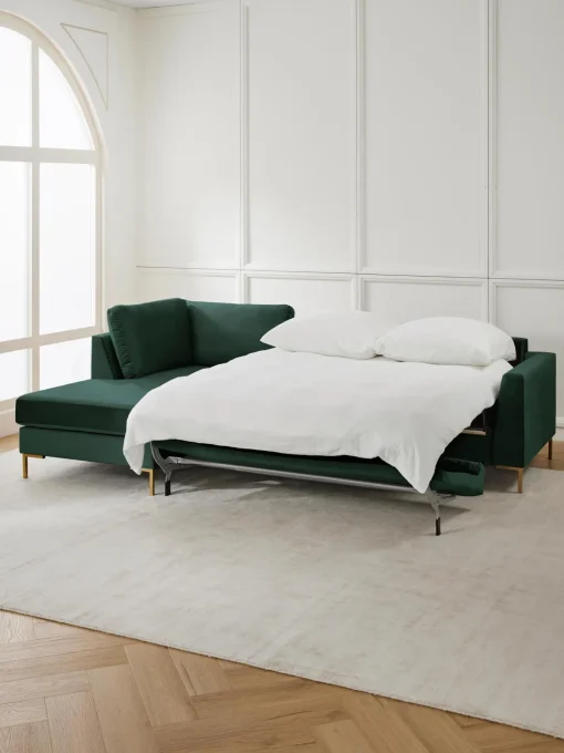 Sofa Rinconera Cama De Terciopelo Luna (3 Plazas), Con Colchon