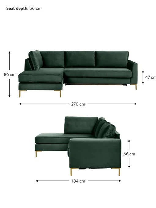 Sofa Rinconera Cama De Terciopelo Luna (3 Plazas), Con Colchon