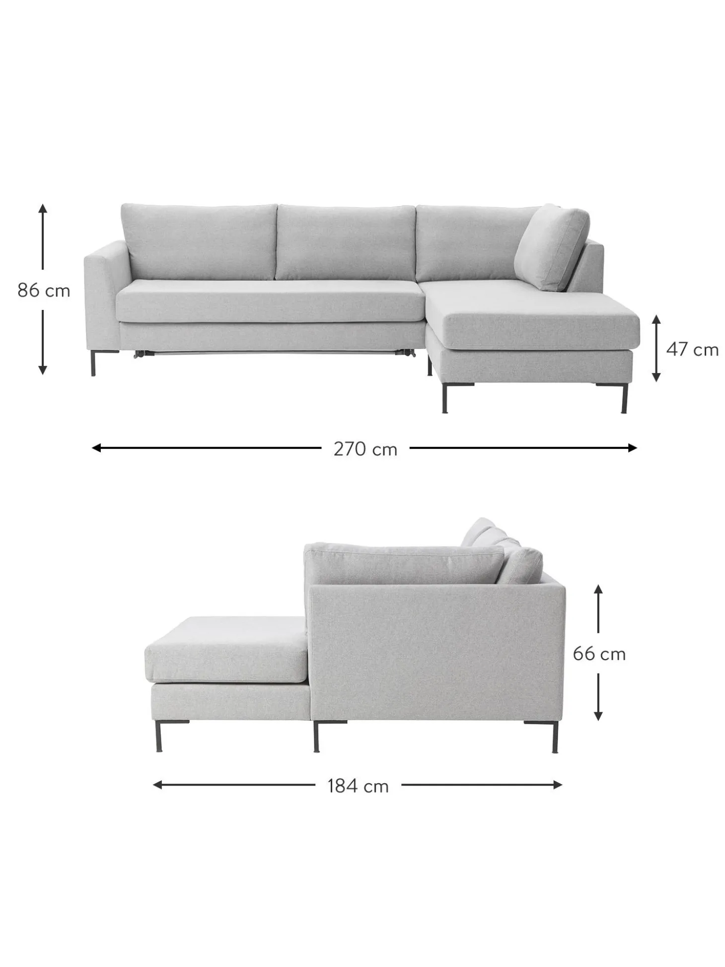 Sofa Rinconera Cama Luna (3 Plazas), Con Colchon