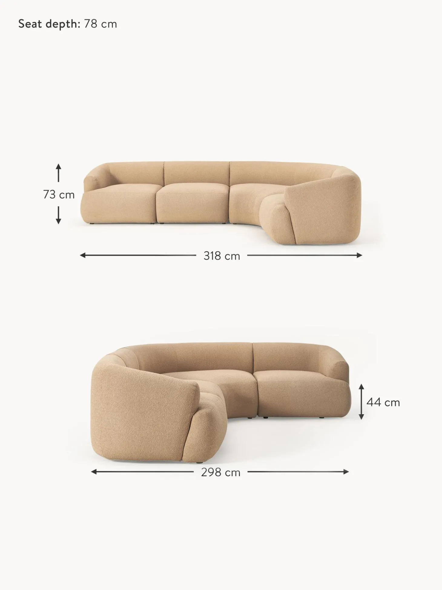 Sofa Rinconera Modular En Tejido Boucle Sofia (4 Plazas)