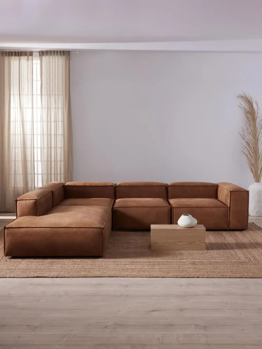 Sofa Rinconera Modular Grande De Cuero Reciclado Lennon