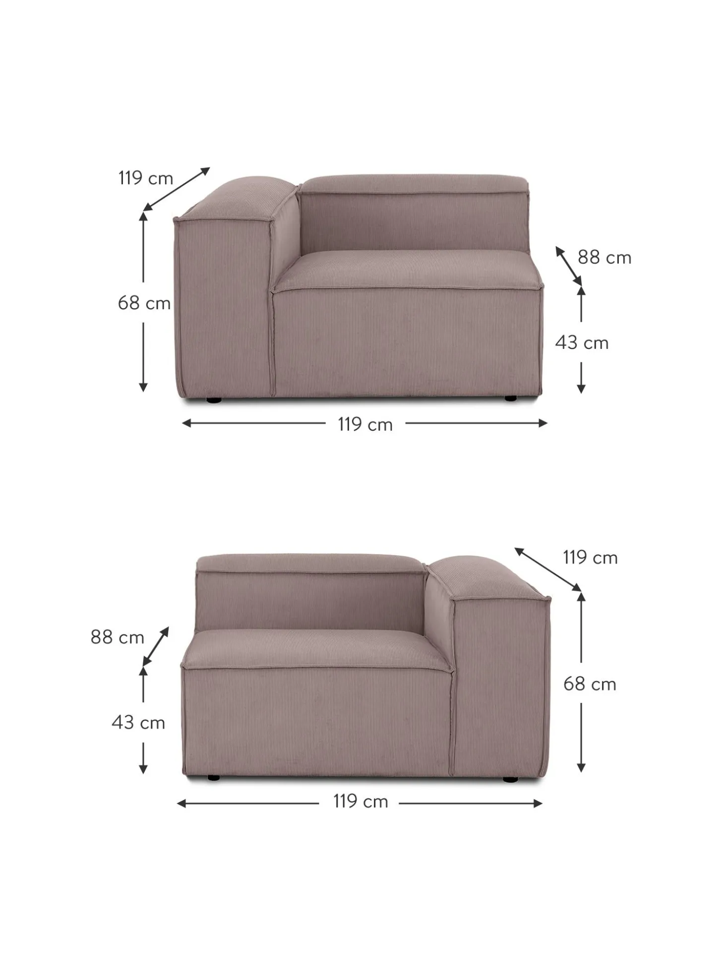 Sofa Rinconero Modular De Pana Lennon (3 Plazas)