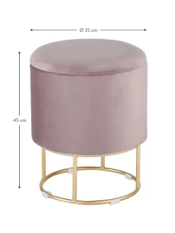 Taburete De Terciopelo Polina, Con Espacio De Almacenamiento