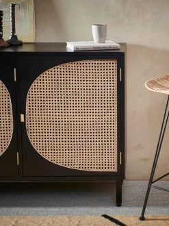 Aparador Artesanal De Madera Sukai Y Tejido Vienes Lizzie