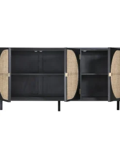 Aparador Artesanal De Madera Sukai Y Tejido Vienes Lizzie