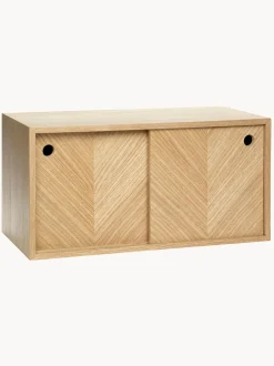 Aparador De Pared De Madera De Roble Con Diseno En Espiga Herringbone