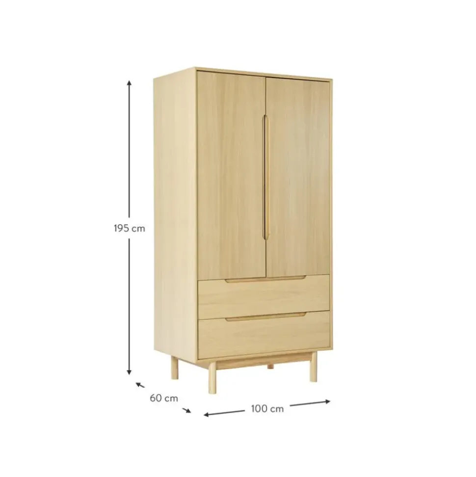 Armario En Roble Cassy, 2 Puertas