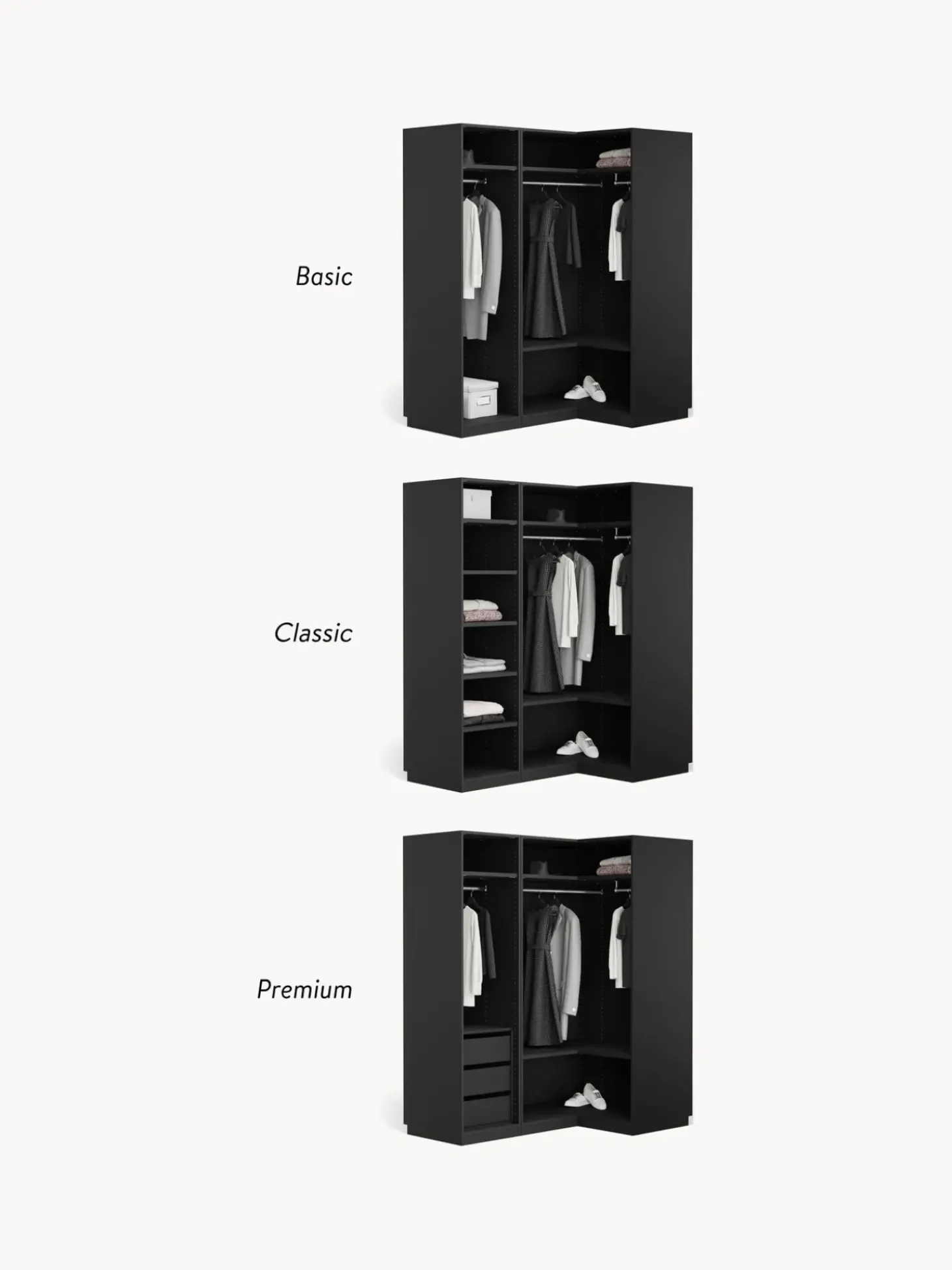 Armario Esquinero Modular Simone, 3 Puertas (165 Cm), Diferentes Variantes