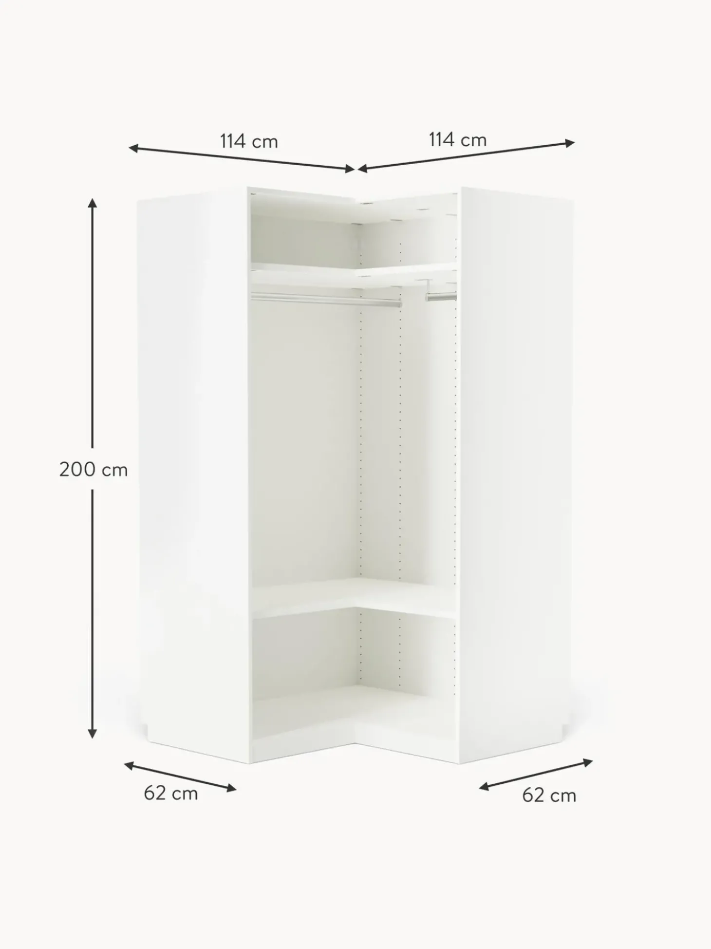 Armario Esquinero Modular Charlotte, 2 Puertas (115 Cm), Diferentes Variantes