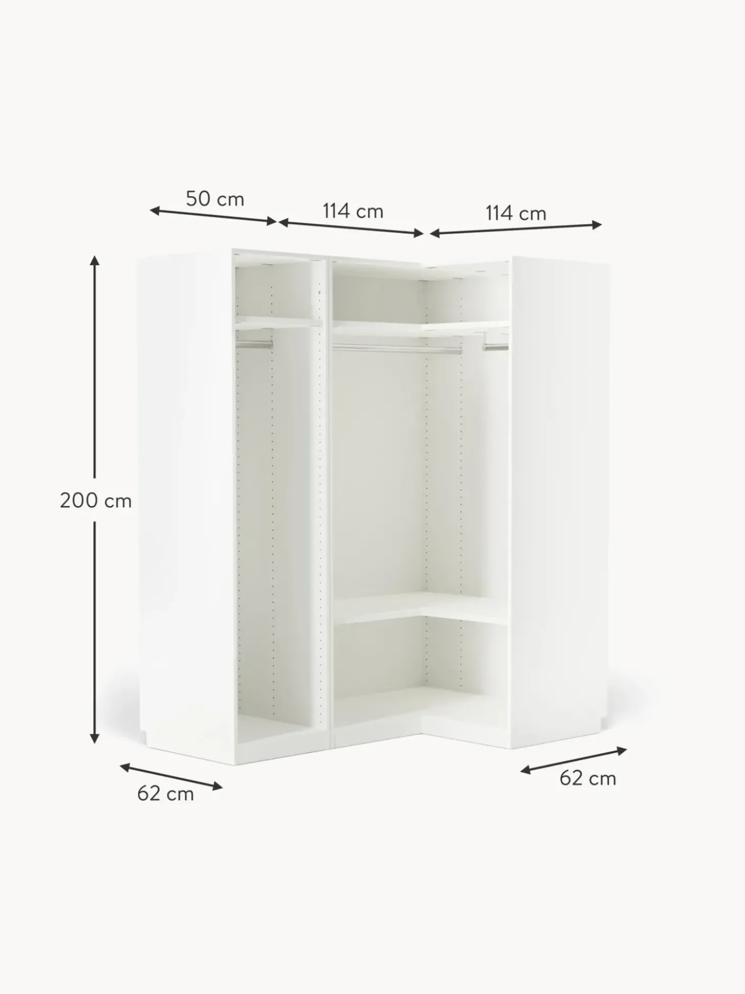 Armario Esquinero Modular Simone, 3 Puertas (165 Cm), Diferentes Variantes