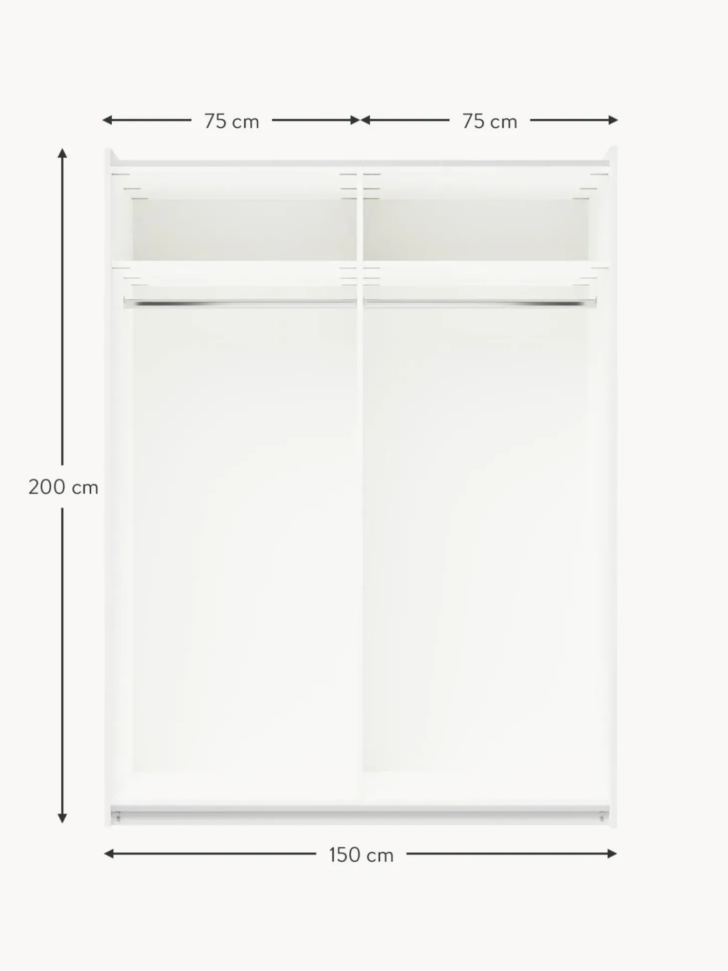 Armario Modular Charlotte, 2 Puertas Correderas (150 Cm), Diferentes Variantes