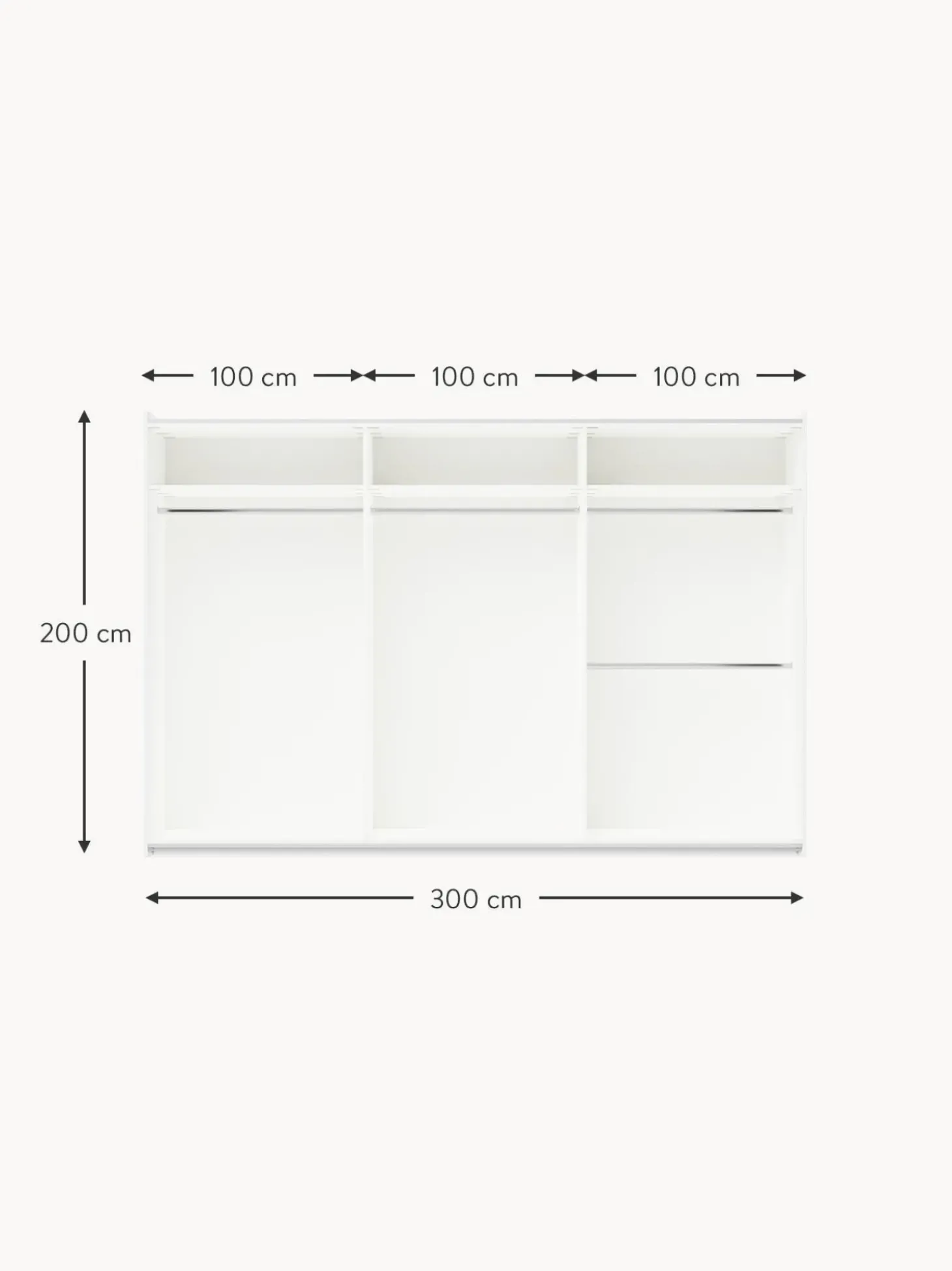 Armario Modular Charlotte, 3 Puertas Correderas (300 Cm), Diferentes Variantes