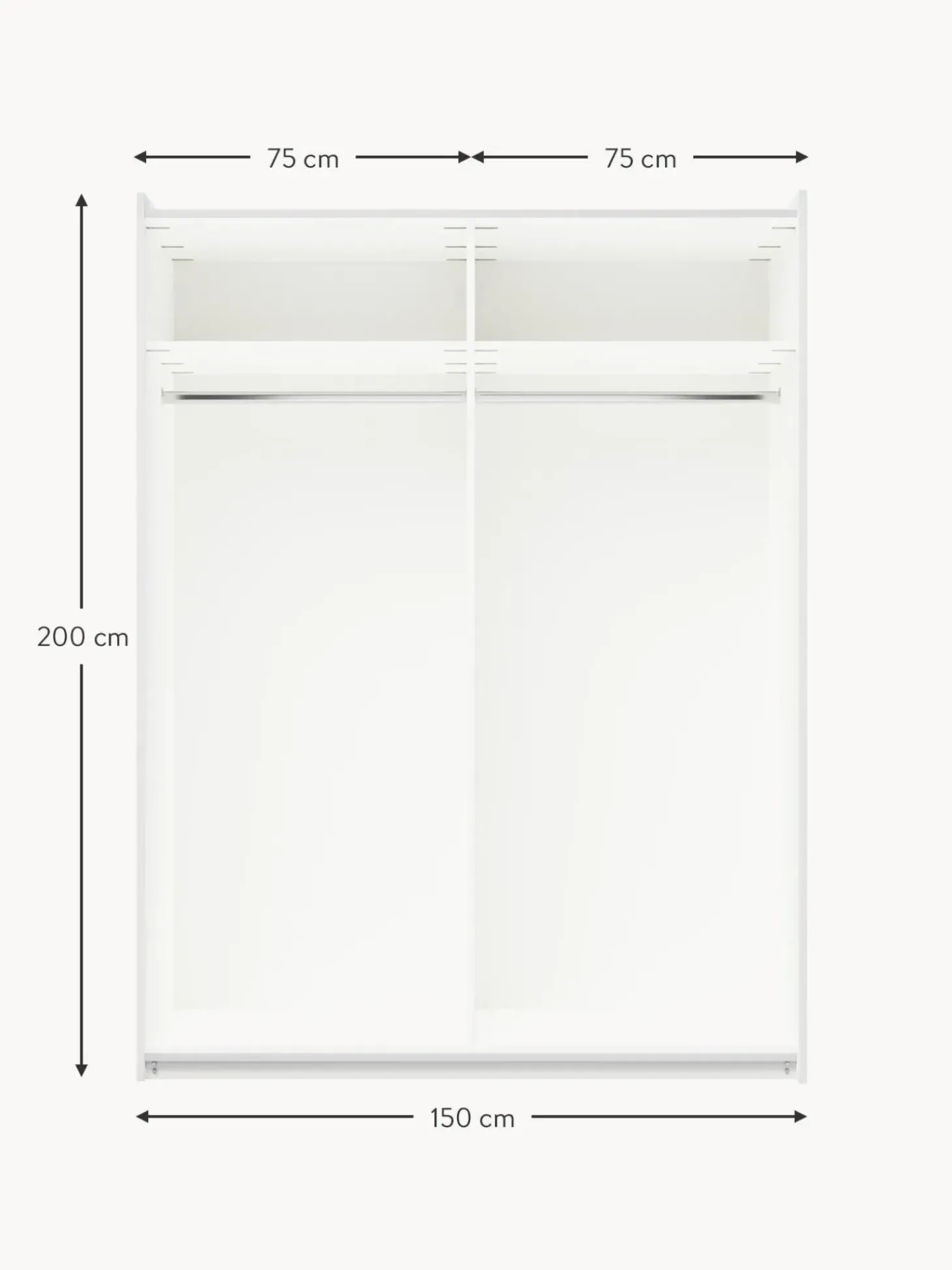 Armario Modular Leon, 2 Puertas Correderas (150 Cm), Diferentes Variantes