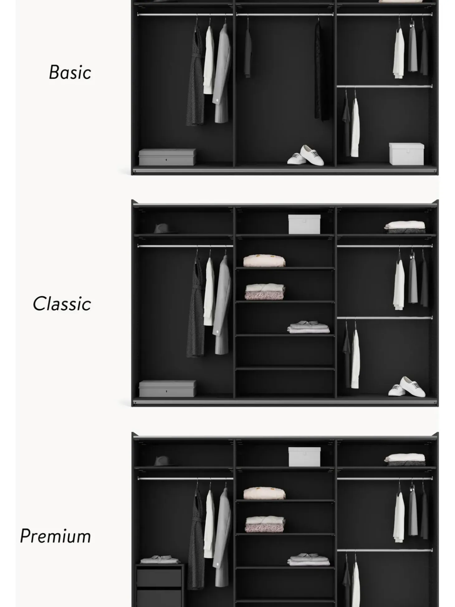 Armario Modular Simone, 3 Puertas Correderas (300 Cm), Diferentes Variantes