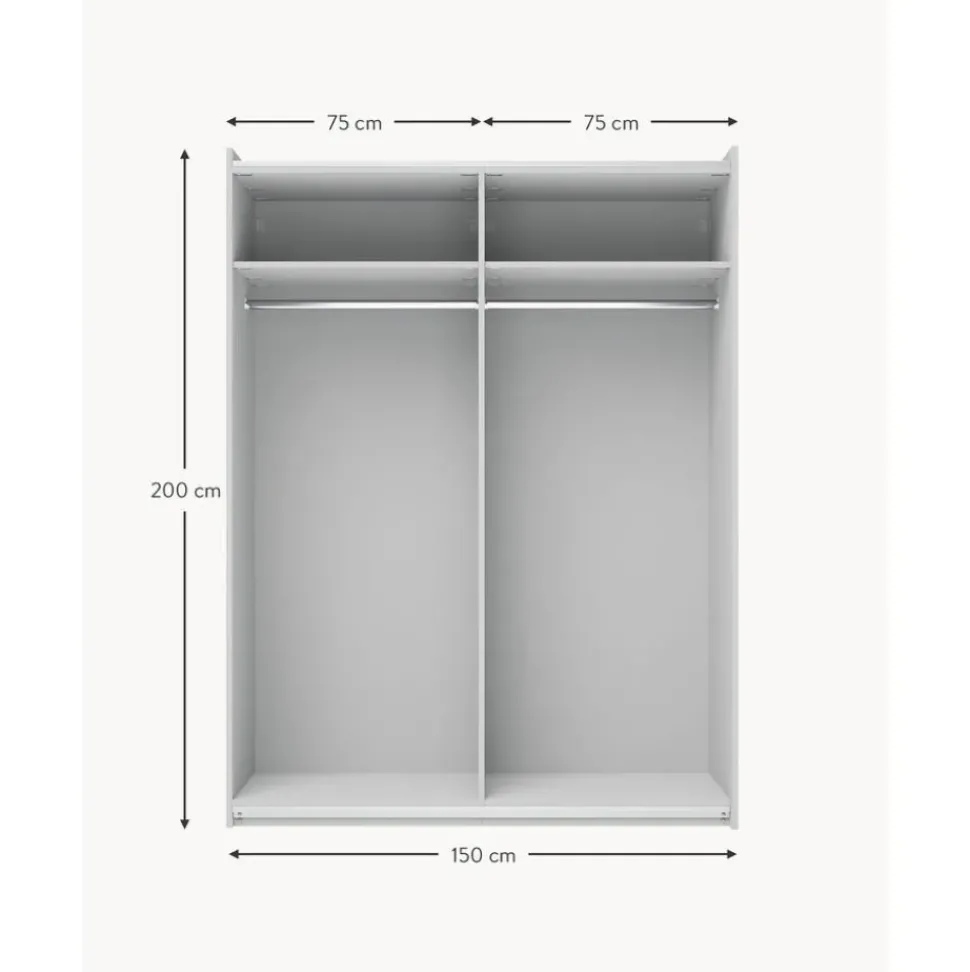 Armario Modular Simone, 2 Puertas Correderas (150 Cm), Diferentes Variantes