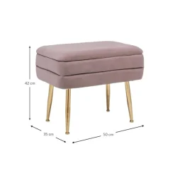 Banco De Terciopelo Pavlina, Con Espacio De Almacenamiento