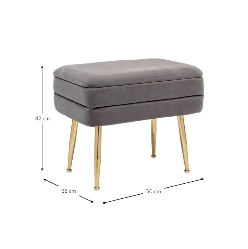 Banco De Terciopelo Pavlina, Con Espacio De Almacenamiento