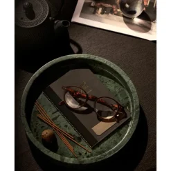 Bandeja Redonda Decorativa De Marmol Venice