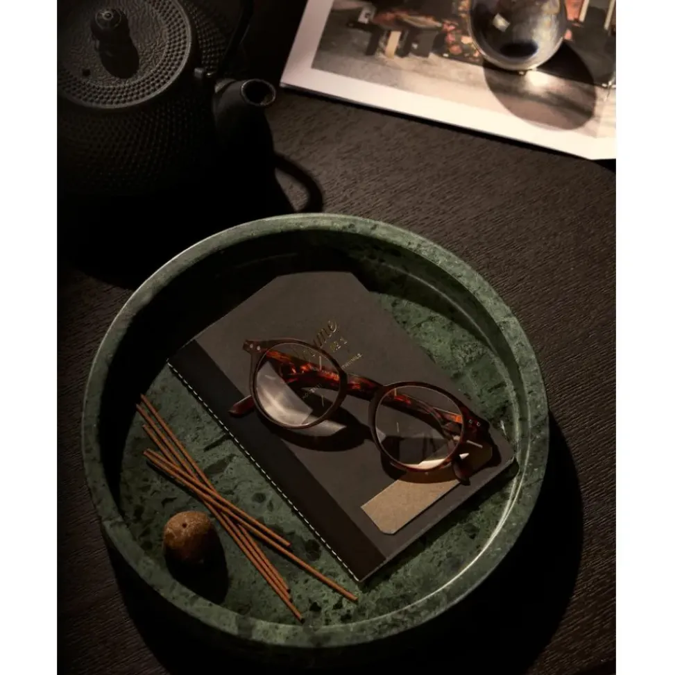 Bandeja Redonda Decorativa De Marmol Venice