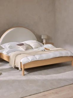 Cama De Madera Con Cabecero Tapizado Sean