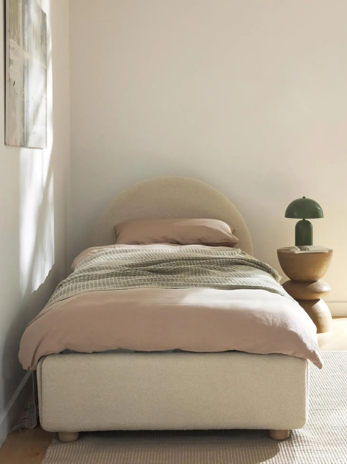 Cama Individual En Tejido Boucle Ebba, Con Espacio De Almacenamiento