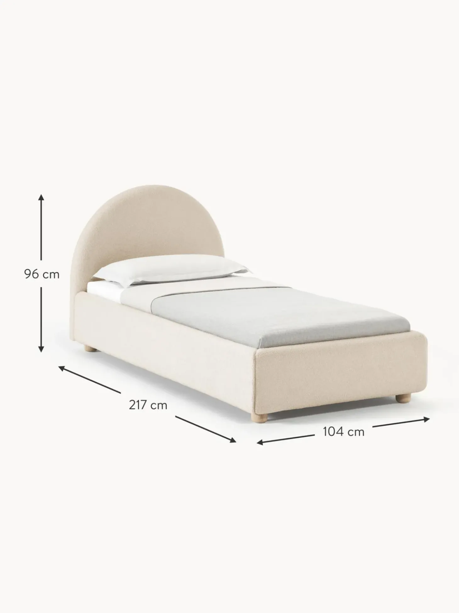 Cama Individual En Tejido Boucle Ebba, Con Espacio De Almacenamiento