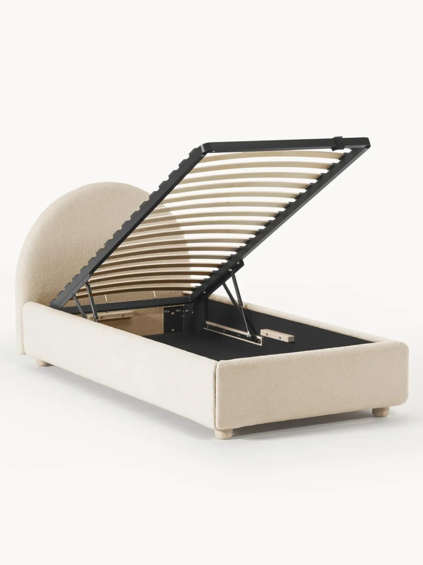 Cama Individual En Tejido Boucle Ebba, Con Espacio De Almacenamiento