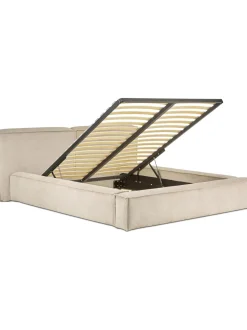 Cama Tapizada En Pana Lennon, Con Espacio De Almacenamiento