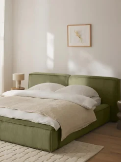 Cama Tapizada En Pana Lennon, Con Espacio De Almacenamiento