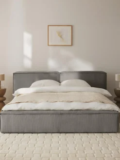 Cama Tapizada En Pana Lennon, Con Espacio De Almacenamiento